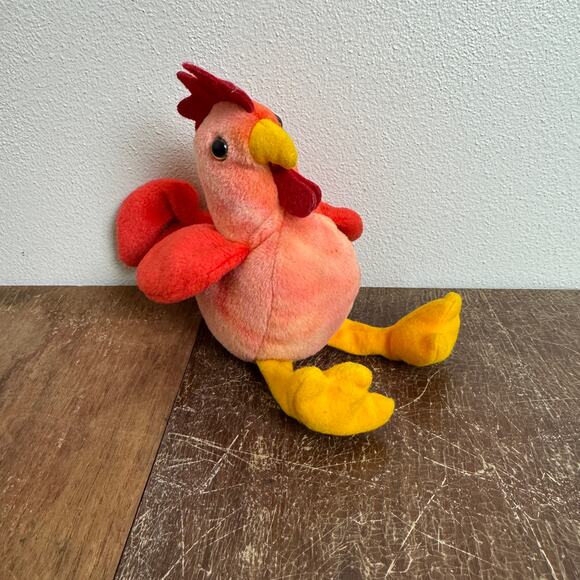 TY Beanie Baby Original Retired 1996 Red Chicken Rooster‎ Doodle - Picture 1 of 4